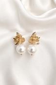 OPHELIA - Statement Pearl &amp; Gold Bridal Earrings image
