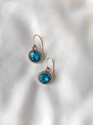 Bonnie - Crystal Gem Drop Earrings - Gold / Aqua image