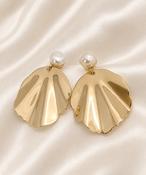 ROSIE - Statement Pearl &amp; Gold Bridal Earrings image