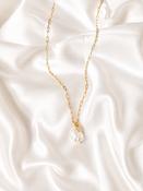 ESME Necklace - Contemporary Pearl &amp; Coin Gold Link Necklace image