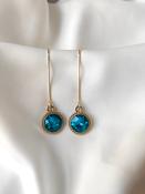 Connie - Crystal Gem Drop Earrings - Gold / Aqua image