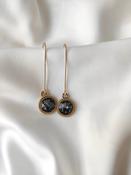 Connie - Crystal Gem Drop Earrings - Gold / Grey image