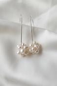 Paige  - Petite Cluster Pearl Drop Bridal Earrings Silver image