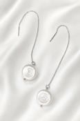 FREYA - Freshwater pearl thread earrings - Silver image
