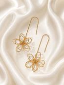 AOIBH - Contemporary Gold Drop Floral Earrings image