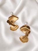 LARA - Statement Gold &amp; Pearl Bridal Earrings image