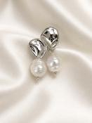 MOLLY - Statement Pearl &amp; Silver Bridal Earrings image