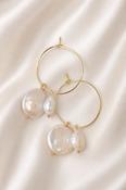 GRETCHEN - Natural Pearl Hoop Bridal Earrings image