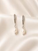 ELLEN - Petite Silver &amp; Pearl Bridal Earrings image