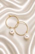 GLENDA - Natural Pearl Hoop Bridal Earrings image