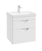 SONAS Freya 60cm 2 Drawer Wall Hung Vanity Unit White Matt - Brushed Chrome Hardware image