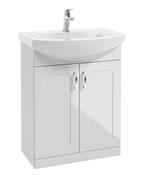 SONAS Bristol 65cm Gloss White  Floor Standing 2 Door Vanity Unit- Chrome Hardware image