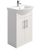 SONAS Belmont Gloss White 55cm 2 Door Floor Standing Vanity Unit- Chrome Hardware