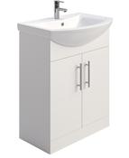 SONAS Belmont Gloss White 65cm 2 Door Floor Standing Vanity Unit- Chrome Hardware image
