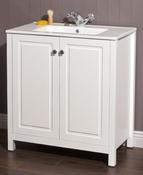 SONAS Kingston Chalk White 80cm 2 Door Floor Standing Vanity with Slim Basin- Chrome Hardware image