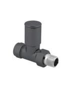 SONAS Anthracite Round Head Straight Radiator Valves image
