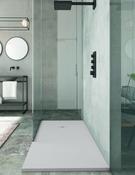 Rectangle White Sand Slate Shower Tray &amp; Grid image