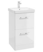 Kora 50cm Floor Standing 2 Drawer Vanity Unit Gloss White- Chrome ...