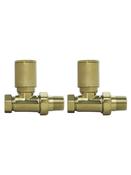 Straight Radiator Valve Round Head Brushed Gold image