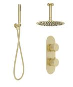 SONAS Alita Knurled Shower Set 2 Brushed Gold  - Ceiling Mounted Fixed Head image
