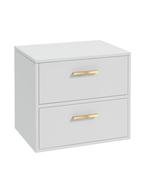 SONAS Finland 60cm Countertop Wall Hung Vanity Unit Matt White- Brushed Gold Hardware image