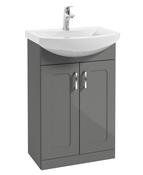 SONAS Bristol 55cm Steel Grey Floor Standing 2 Door Vanity Unit- Chrome Hardware image