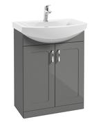 SONAS Bristol 65cm Steel Grey Floor Standing 2 Door Vanity Unit- Chrome Hardware image
