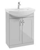 SONAS Bristol 65cm Cool Grey Floor Standing 2 Door Vanity Unit- Chrome Hardware