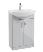 SONAS Bristol 55cm Cool Grey Floor Standing 2 Door Vanity Unit- Chrome Hardware
