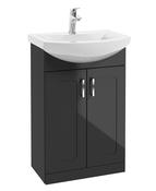 SONAS Bristol 55cm Graphite Floor Standing 2 Door Vanity Unit- Chrome Hardware image