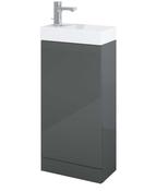 SONAS Basle 40cm Grey Gloss Space Saving Cloakroom Vanity Unit image