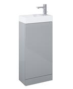 SONAS Basle 40cm Light Grey Gloss Space Saving Cloakroom Vanity Unit image