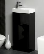 SONAS Basle 40cm Black Gloss Space Saving Cloakroom Vanity Unit image