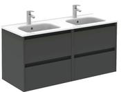SONAS Smart 120cm Gloss Grey Wall Hung 4 Drawer Double Vanity Unit image