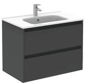 SONAS Smart 80cm Gloss Grey Wall Hung 2 Drawer Vanity Unit image