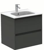 SONAS Smart 60cm Gloss Grey Wall Hung 2 Drawer Vanity Unit image