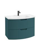 SONAS Arc 80cm Ocean Blue Matt 2 Drawer Wall Hung Vanity Unit image