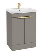 SONAS Stockholm 60cm 2 Door Floor Standing Vanity Unit Khaki Matt- Brushed Gold Hardware image