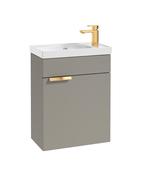 SONAS Stockholm 50cm Wall Hung Cloakroom Vanity Unit Khaki Matt- Brushed Gold Hardware image