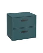 SONAS Finland 60cm 2 Drawer Wall Hung Countertop Unit Ocean Blue Matt -Matt Black Hardware