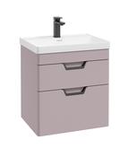 SONAS Freya 60cm 2 Drawer Wall Hung Vanity Unit Cashmere Pink Matt - Matt Black Hardware image