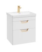 SONAS Freya 60cm 2 Drawer Wall Hung Vanity Unit White Matt - Brushed Gold Hardware image
