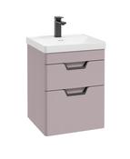 SONAS Freya 50cm 2 Drawer Wall Hung Vanity Unit Cashmere Pink Matt - Matt Black Hardware image