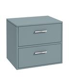 SONAS FINLAND 60cm Two Drawer Matt Coral Green Countertop Vanity Unit - Brushed Chrome Handles image