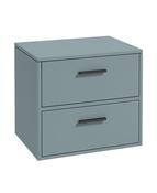 SONAS FINLAND 60cm Two Drawer Matt Coral Green Countertop Vanity Unit - Matt Black Handles image
