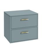 SONAS FINLAND 60cm Two Drawer Matt Coral Green Countertop Vanity Unit - Brushed Gold Handles image