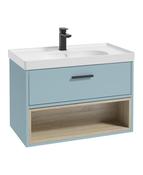 SONAS MALMO 80cm Matt Morning Sky Blue Single Drawer Vanity Unit Matt Basin - Matt Black Handle image