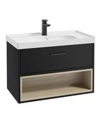 SONAS MALMO 80cm Matt Black Single Drawer Vanity Unit Matt Basin - Matt Black Handle image