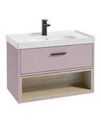 SONAS MALMO 80cm Matt Cashmere Pink Single Drawer Vanity Unit Matt Basin - Matt Black Handle image