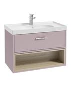 SONAS MALMO 80cm Matt Cashmere Pink Single Drawer Vanity Unit Matt Basin - Brushed Chrome Handle image